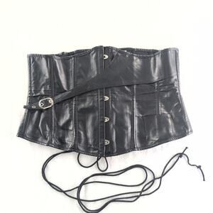 Lace Up Metal Buckle Corset Faux Leather Women's3X Steam Punk GrungeGoth Sleaze
